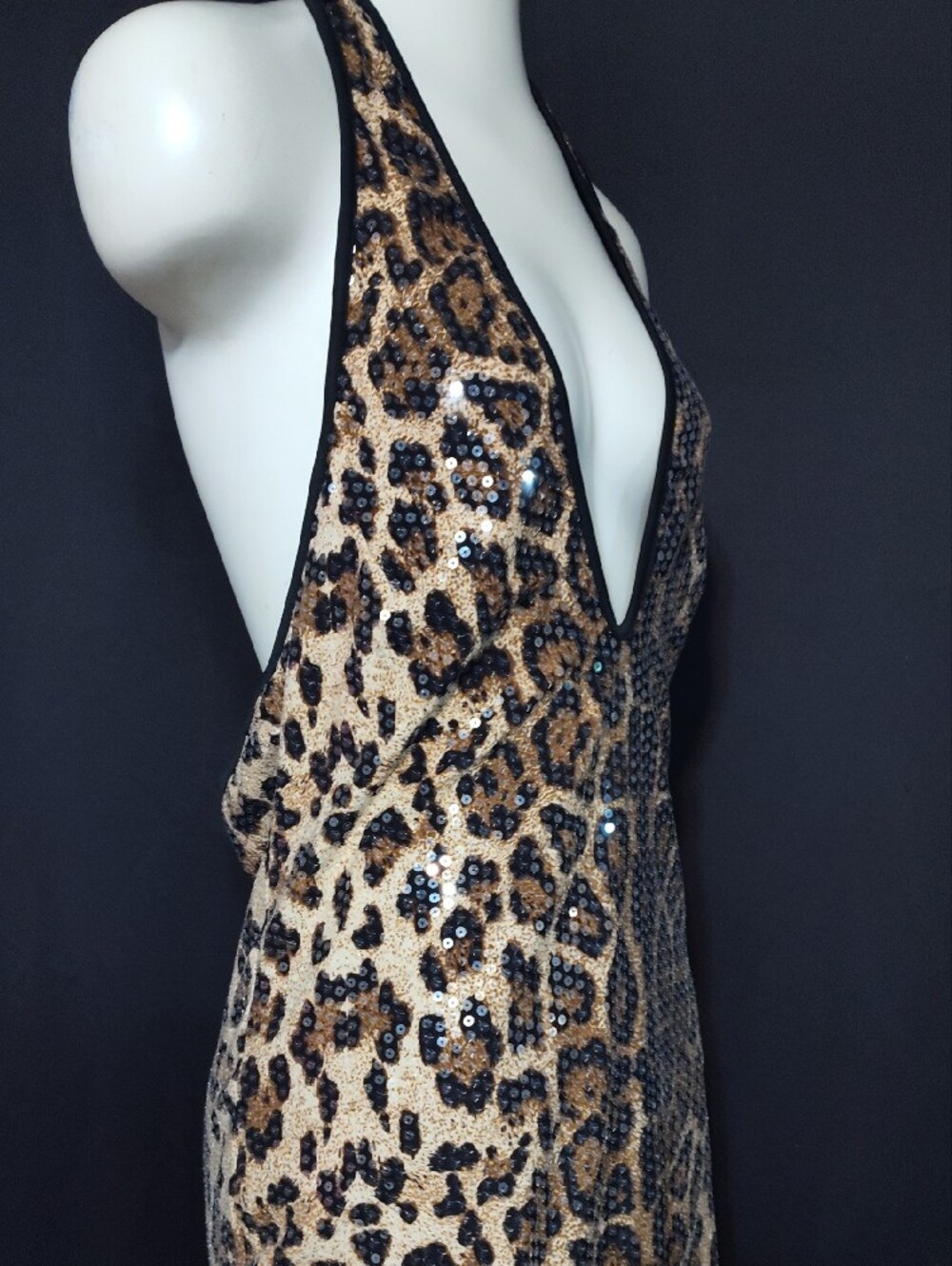 Nasty Gal Women's Leopard Sexy Sequin Halter Dress NWOT - Picture 8 of 9